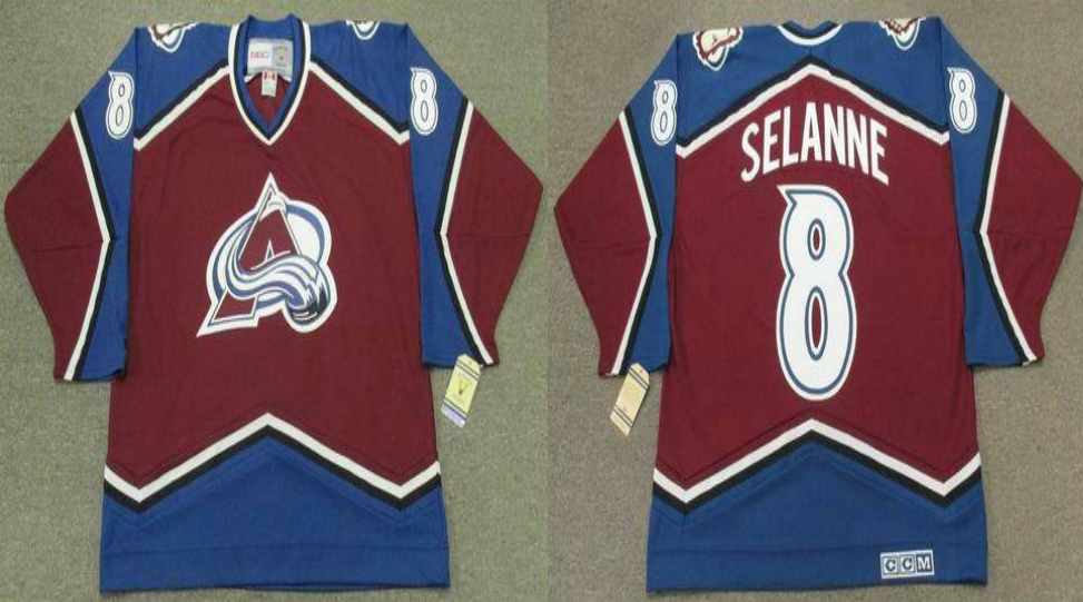 2019 Men Colorado Avalanche #8 Selanne red CCM NHL jerseys->colorado avalanche->NHL Jersey